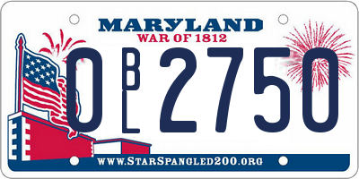 MD license plate 0BL2750