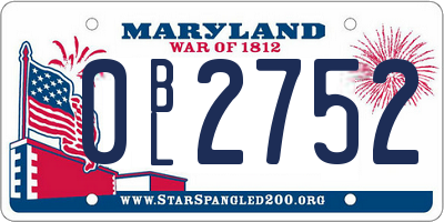 MD license plate 0BL2752