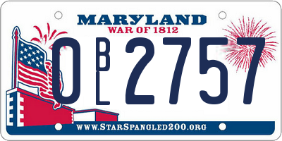 MD license plate 0BL2757