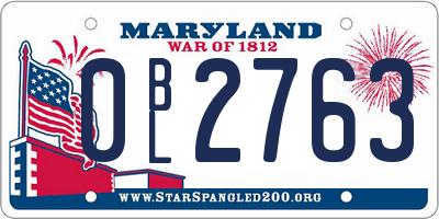 MD license plate 0BL2763