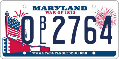 MD license plate 0BL2764