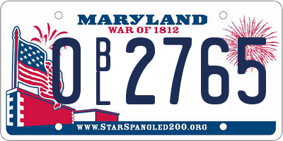 MD license plate 0BL2765