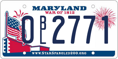 MD license plate 0BL2771