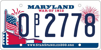 MD license plate 0BL2778