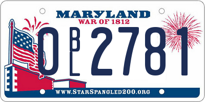 MD license plate 0BL2781