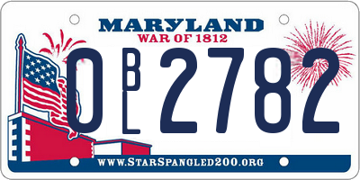 MD license plate 0BL2782