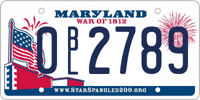 MD license plate 0BL2789