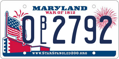 MD license plate 0BL2792