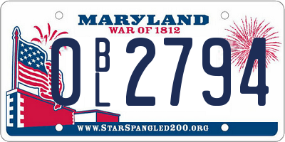 MD license plate 0BL2794