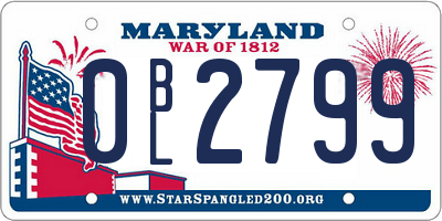 MD license plate 0BL2799