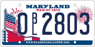 MD license plate 0BL2803