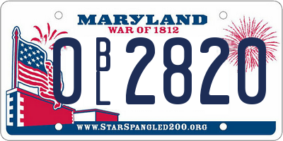 MD license plate 0BL2820