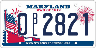 MD license plate 0BL2821
