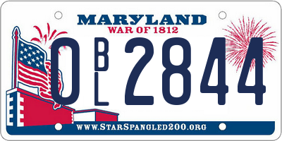 MD license plate 0BL2844