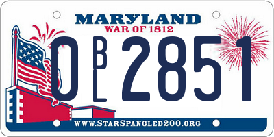 MD license plate 0BL2851