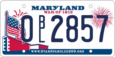 MD license plate 0BL2857