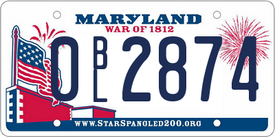 MD license plate 0BL2874