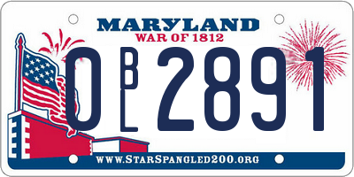 MD license plate 0BL2891