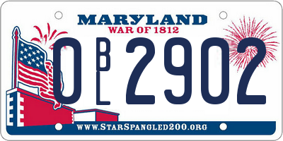 MD license plate 0BL2902