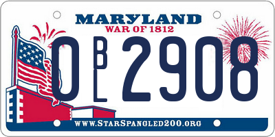 MD license plate 0BL2908
