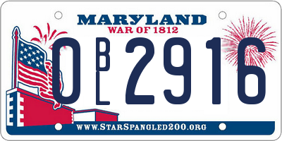 MD license plate 0BL2916