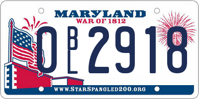 MD license plate 0BL2918