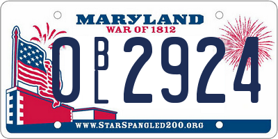 MD license plate 0BL2924