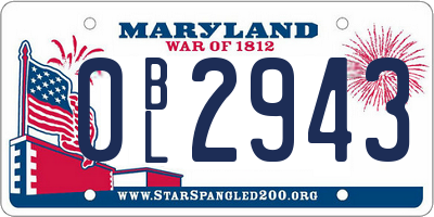 MD license plate 0BL2943
