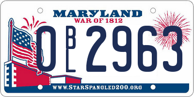 MD license plate 0BL2963