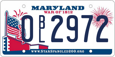 MD license plate 0BL2972