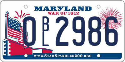 MD license plate 0BL2986