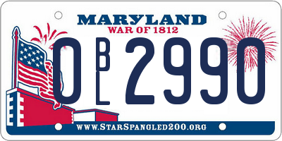 MD license plate 0BL2990