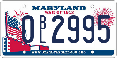 MD license plate 0BL2995
