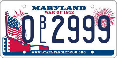 MD license plate 0BL2999