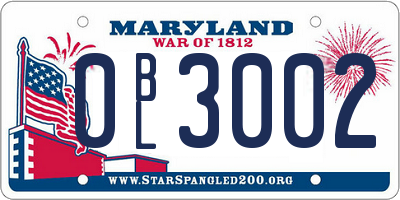 MD license plate 0BL3002