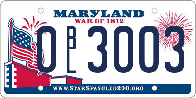MD license plate 0BL3003