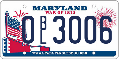 MD license plate 0BL3006