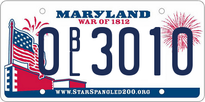 MD license plate 0BL3010