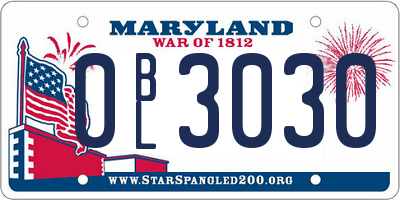 MD license plate 0BL3030
