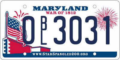MD license plate 0BL3031