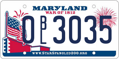 MD license plate 0BL3035