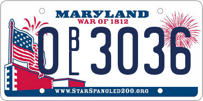 MD license plate 0BL3036