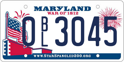 MD license plate 0BL3045