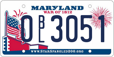 MD license plate 0BL3051
