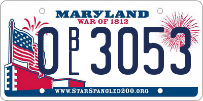 MD license plate 0BL3053