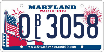 MD license plate 0BL3058