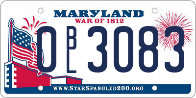 MD license plate 0BL3083
