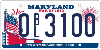 MD license plate 0BL3100