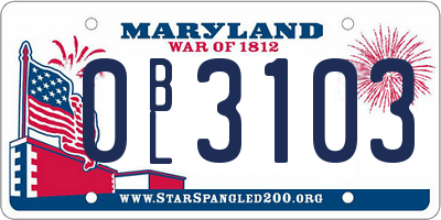 MD license plate 0BL3103