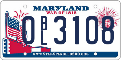 MD license plate 0BL3108